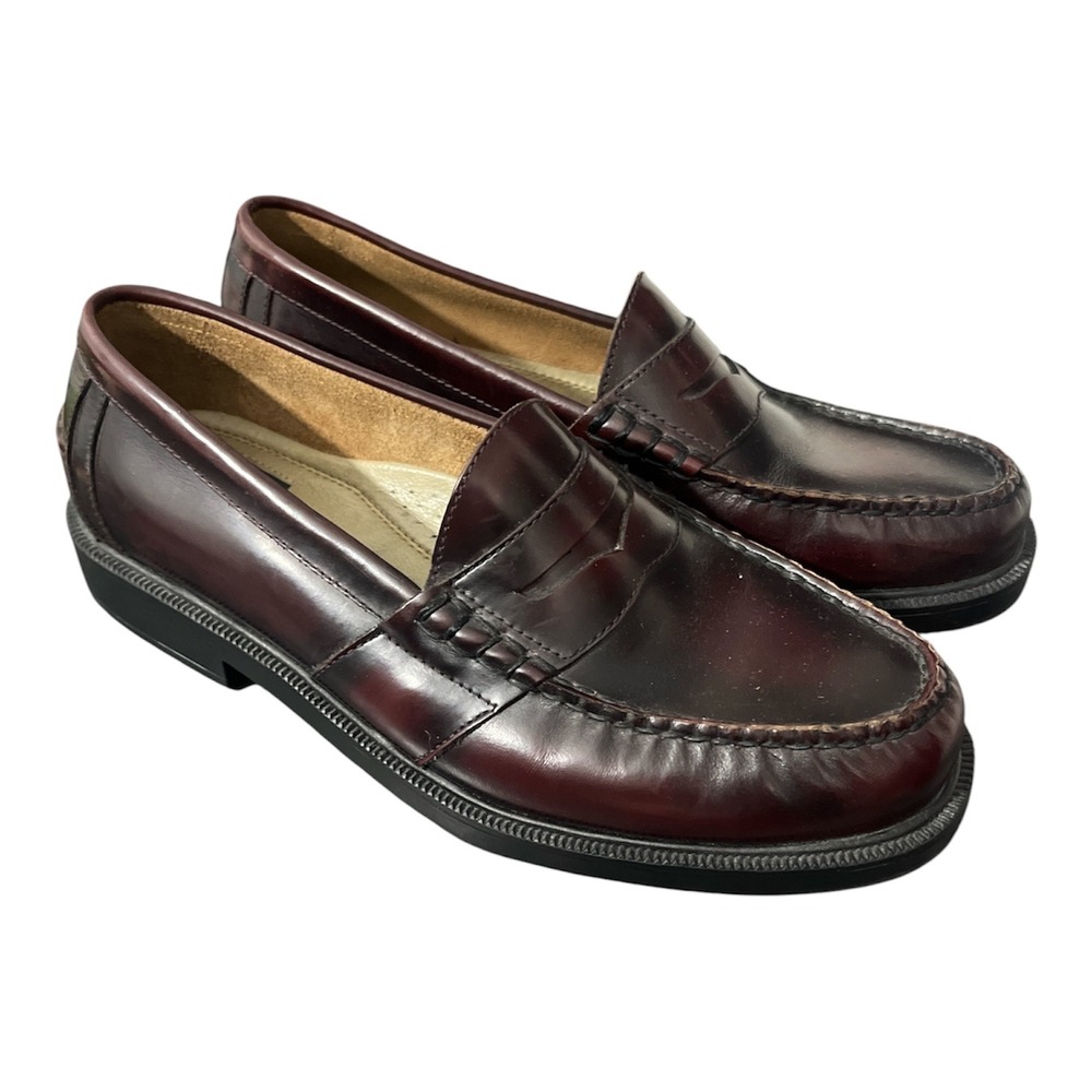 Nunn Bush Penny Loafers Mens Sz 8.5 M Burgundy Leather Slip On Dress Shoes